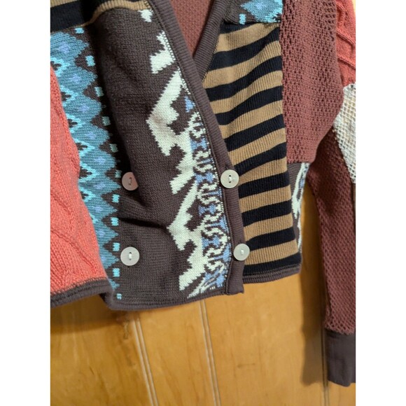 Free People Cropped Patchwork Cardigan Size S - Picture 11 of 15